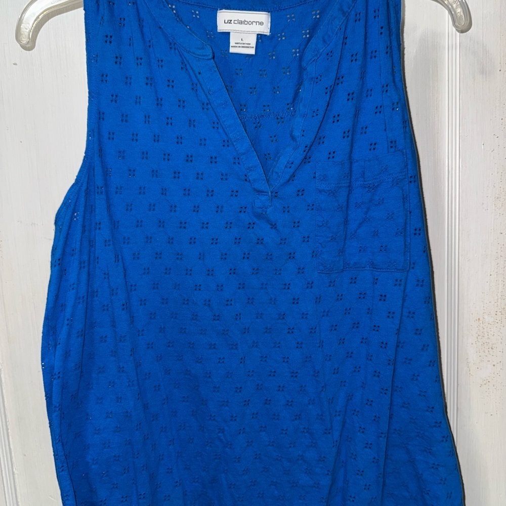Liz Claiborne Royal Blue Eyelet Tank Top